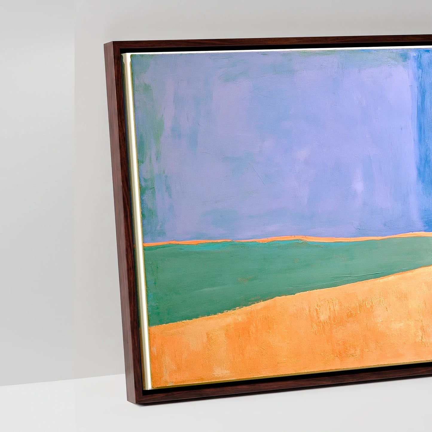 Vast Blue Horizons - artwork detail in a brown float frame