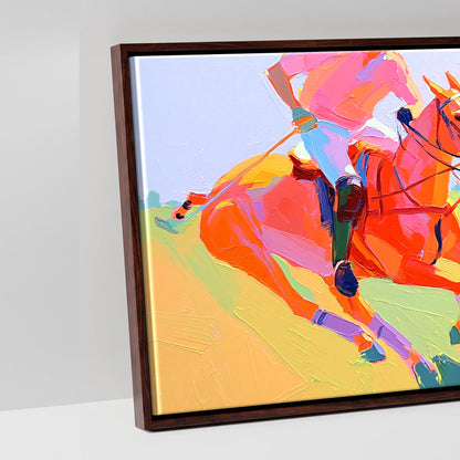 The Polo Charge - artwork detail in a brown float frame