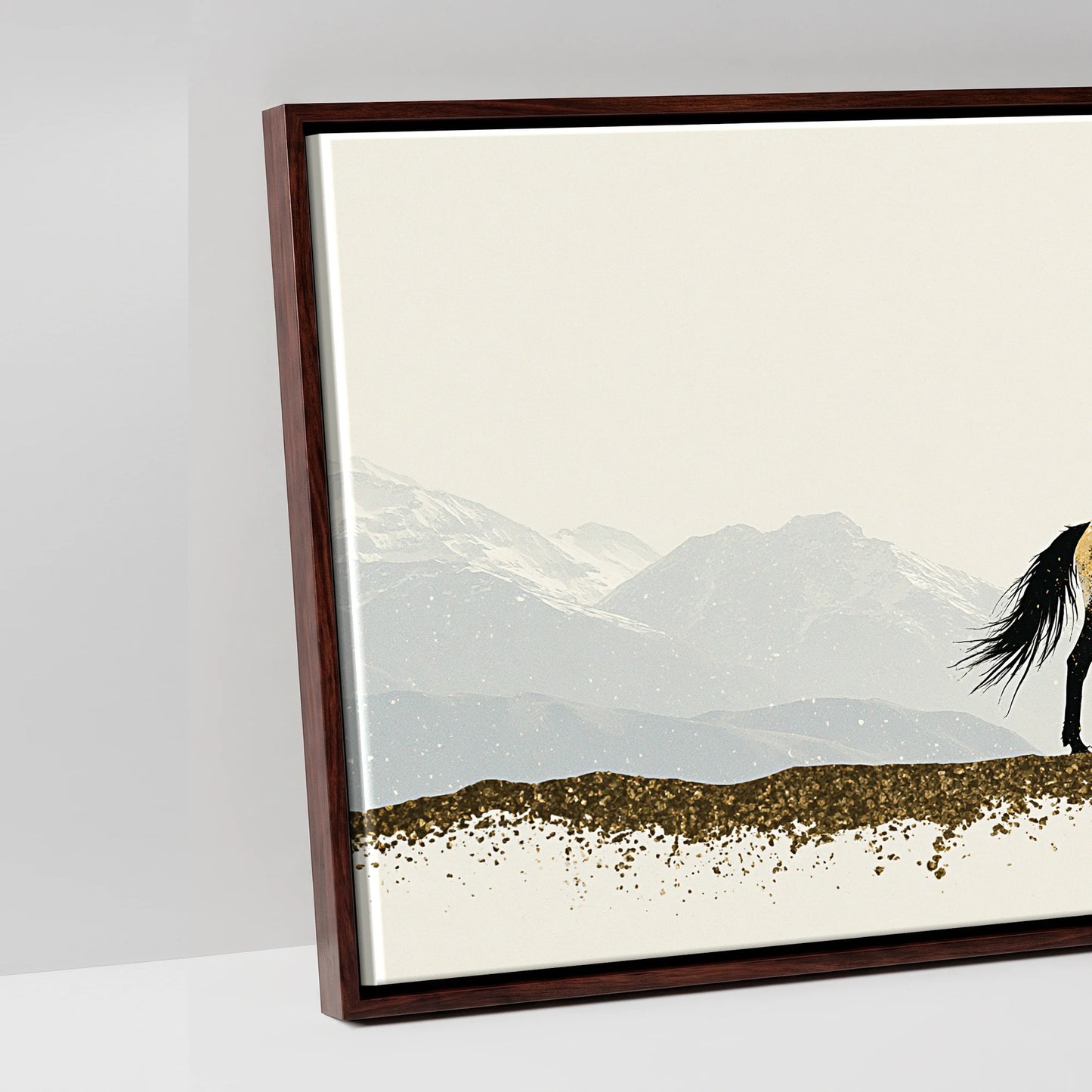Gilded Alpine Wanderer - artwork detail in a brown float frame