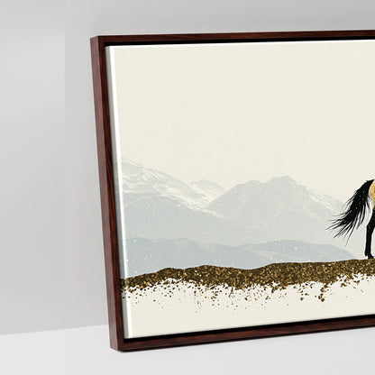 Gilded Alpine Wanderer - artwork detail in a brown float frame