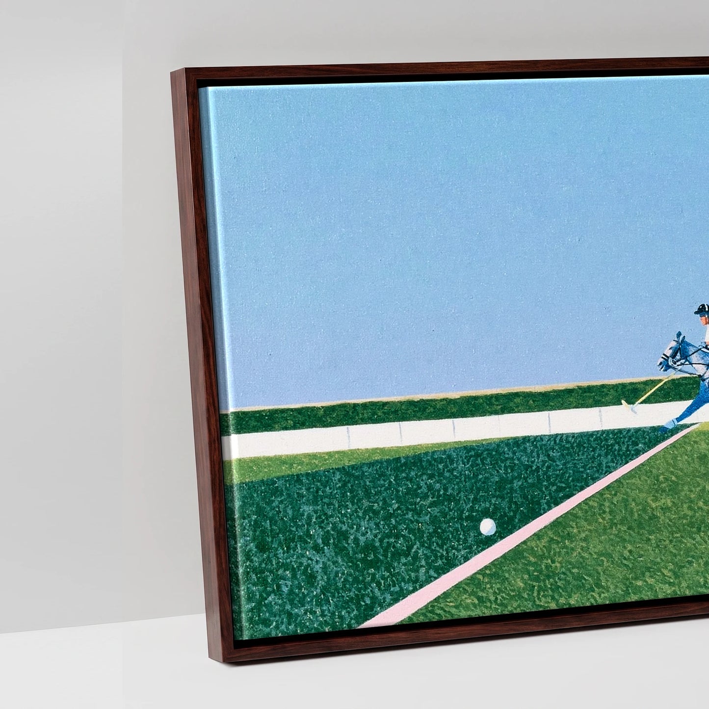 Rhythm of the Chukka - artwork detail in a brown float frame