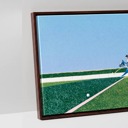 Rhythm of the Chukka - artwork detail in a brown float frame