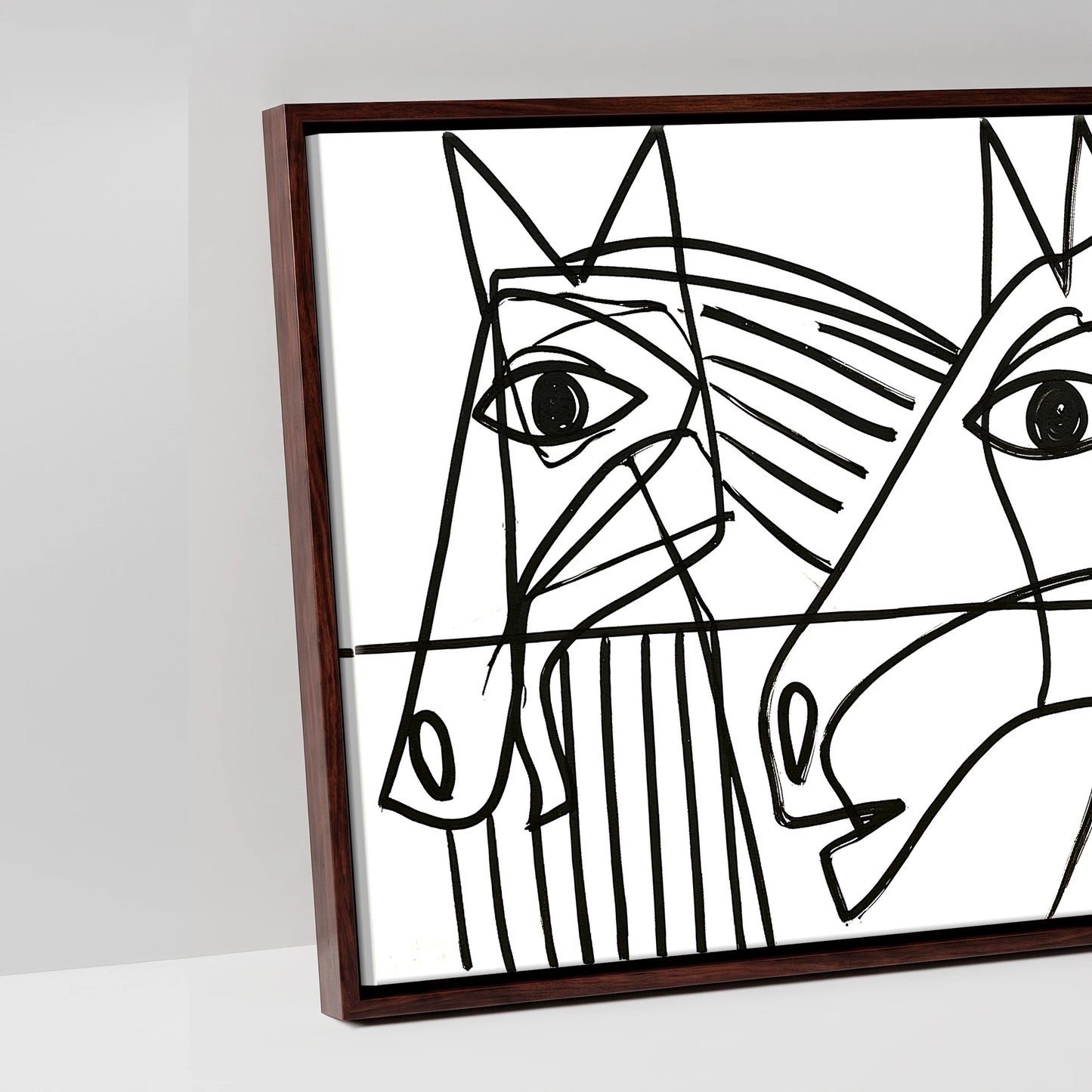 Modern Yard Lineup - artwork detail in a brown float frame