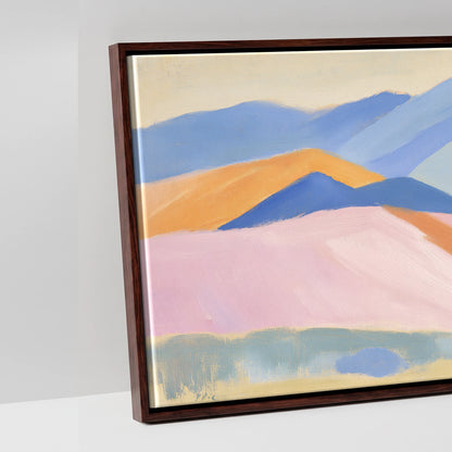 Lavender Mountain Horizon - artwork detail in a brown float frame