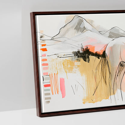 Painted Sunset Wanderer - artwork detail in a brown float frame