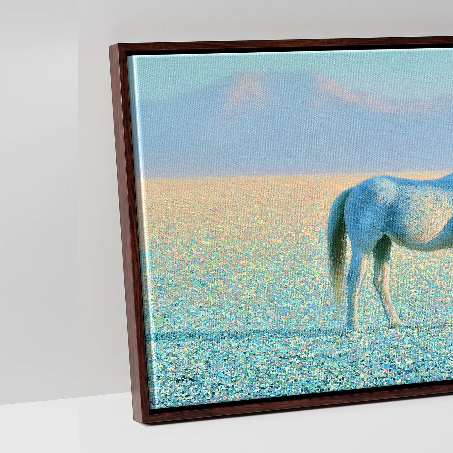 Shimmering Solitude - artwork detail in a brown float frame