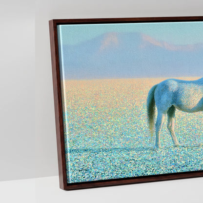 Shimmering Solitude - artwork detail in a brown float frame