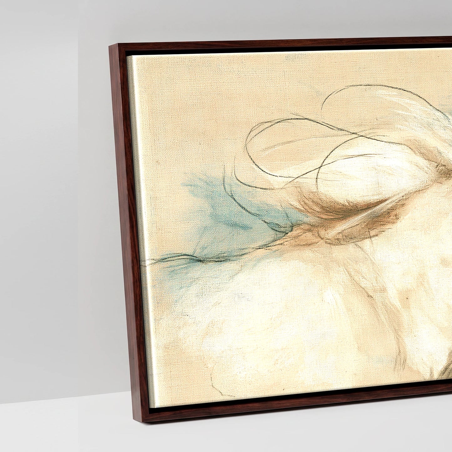 Azure Herd Study - artwork detail in a brown float frame