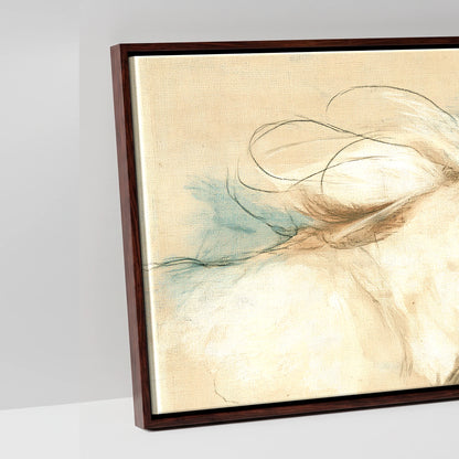 Azure Herd Study - artwork detail in a brown float frame