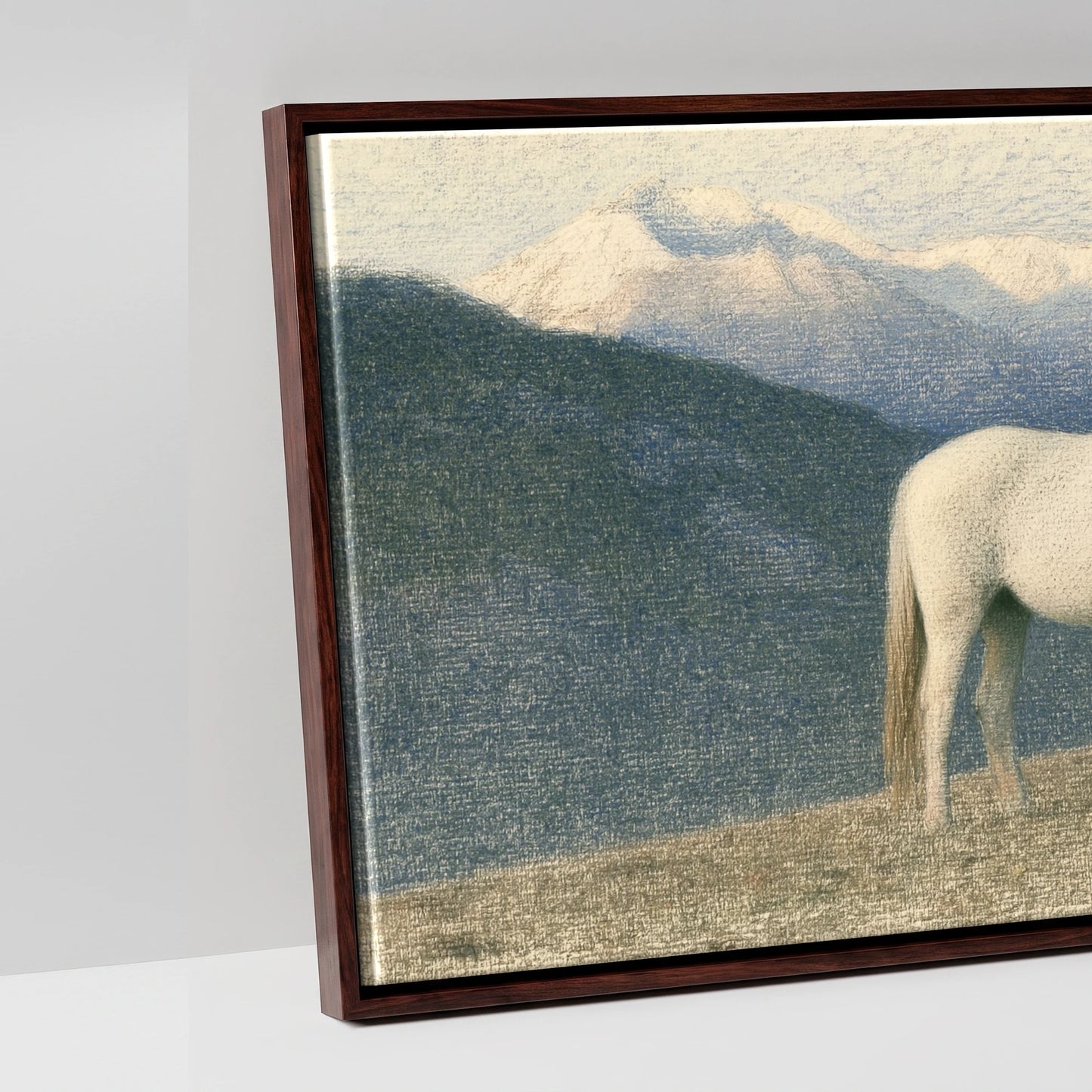 Highland Stillness - artwork detail in a brown float frame