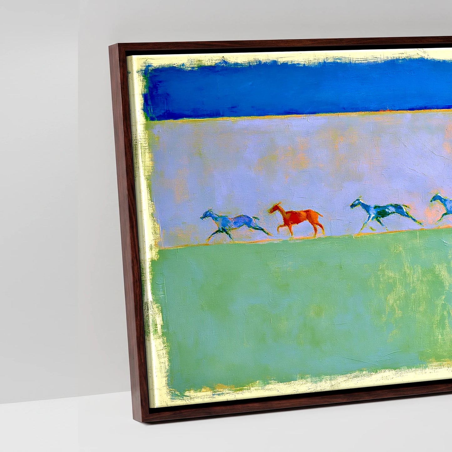 Rhythm in Colour - artwork detail in a brown float frame
