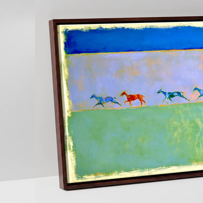 Rhythm in Colour - artwork detail in a brown float frame
