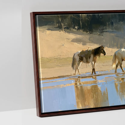 Sunlit Shallows - artwork detail in a brown float frame