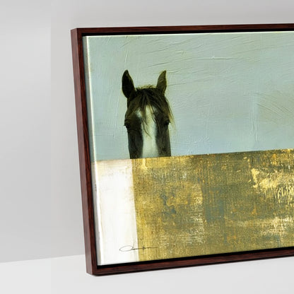 Quiet Observers - artwork detail in a brown float frame