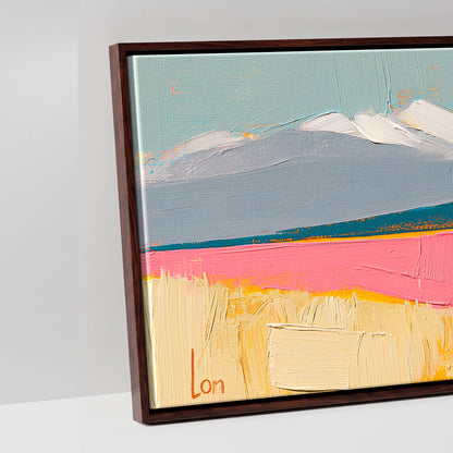 Vivid Equine Horizon - artwork detail in a brown float frame