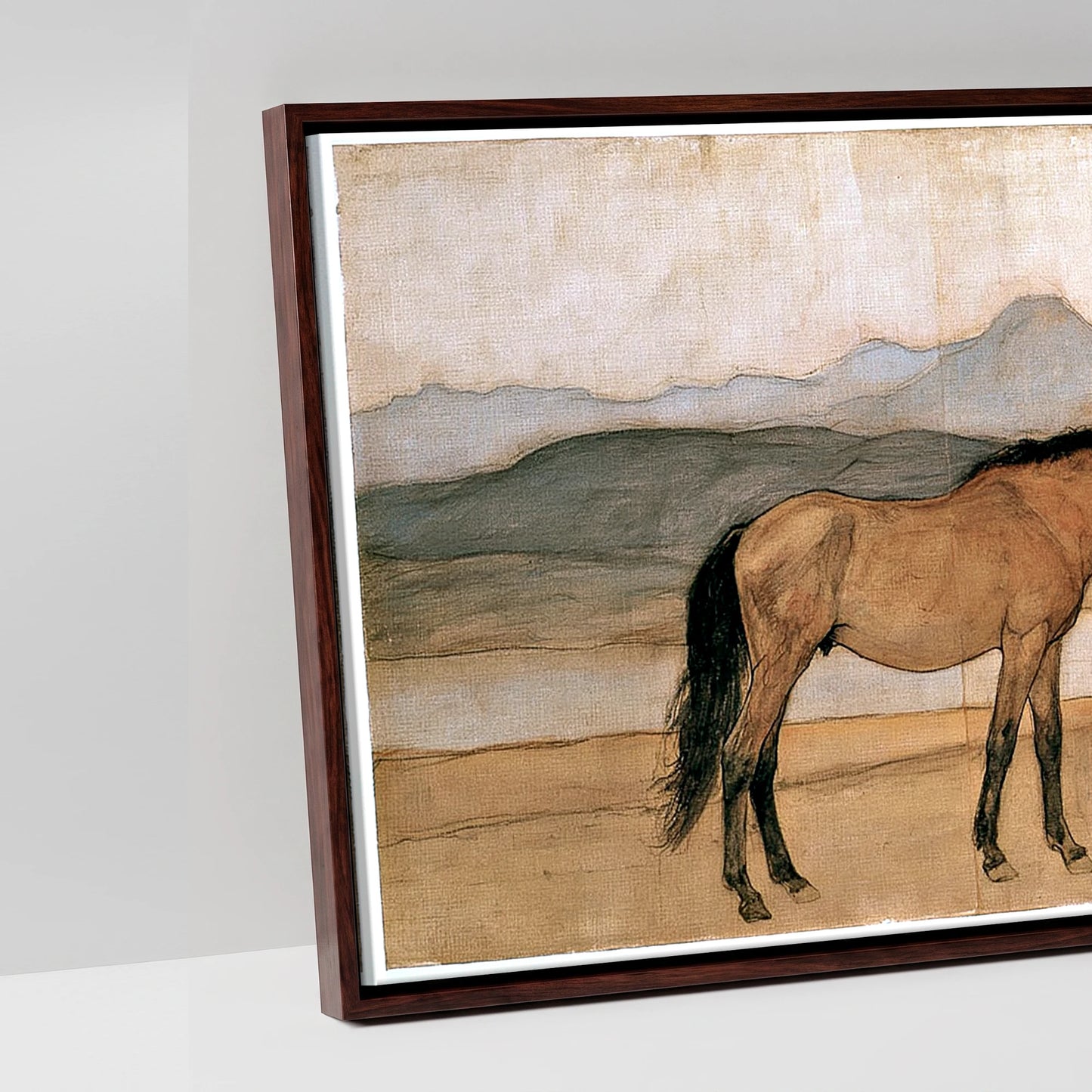 Whispers of the Herd - artwork detail in a brown float frame