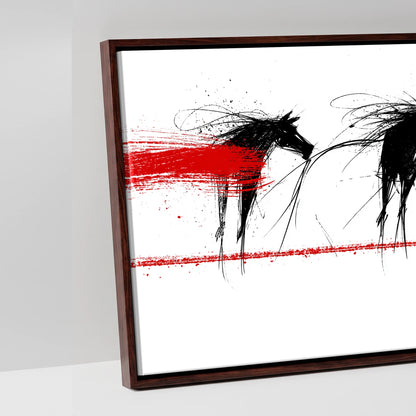 The Crimson Line - artwork detail in a brown float frame