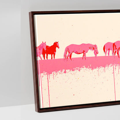 Vibrant Equine Wash - artwork detail in a brown float frame