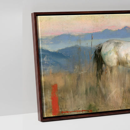 High Country Dawn - artwork detail in a brown float frame