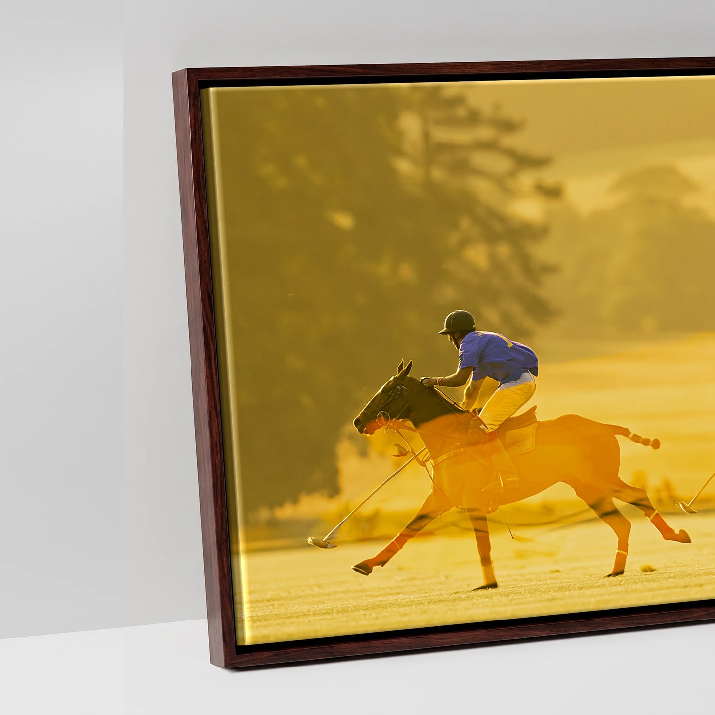 The Amber Chukka - artwork detail in a brown float frame