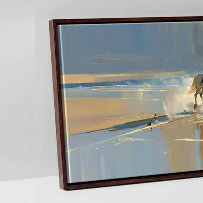 Sunlit Shoreline Ride - artwork detail in a brown float frame