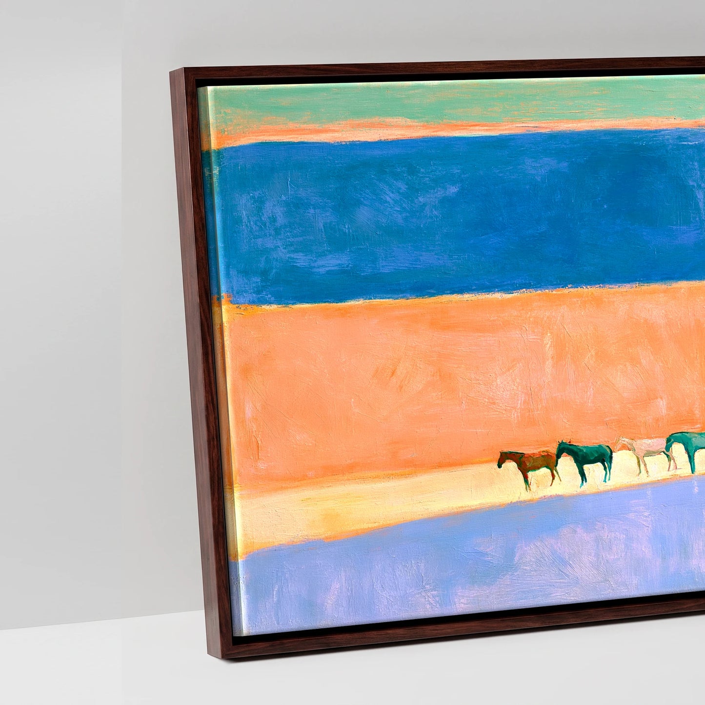 The Painted Horizon - artwork detail in a brown float frame