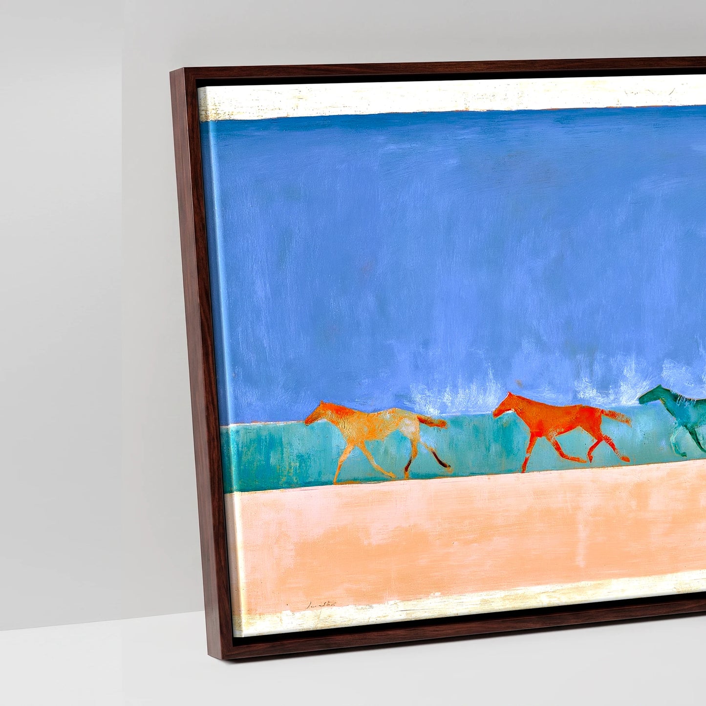 Rhythm of the Coast - artwork detail in a brown float frame
