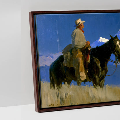 High Country Journey - artwork detail in a brown float frame