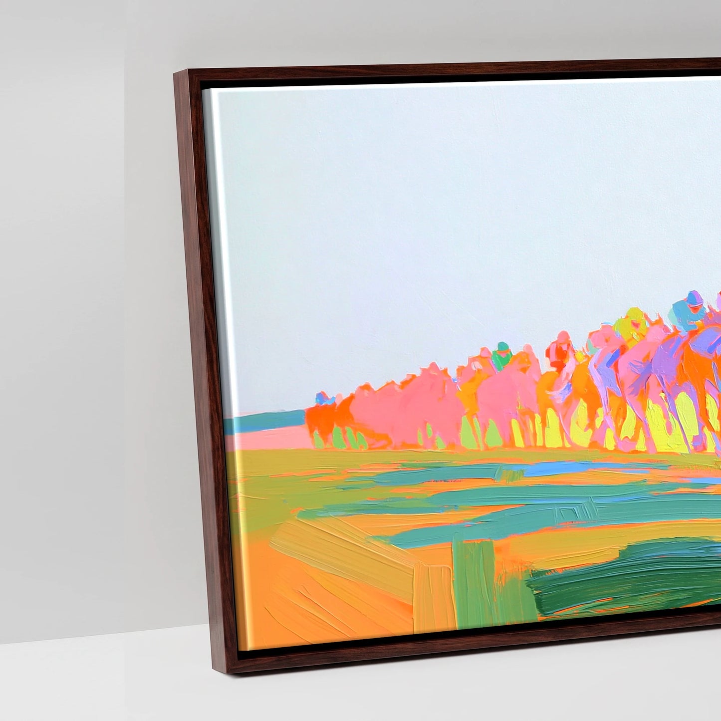 The Electric Sprint - artwork detail in a brown float frame