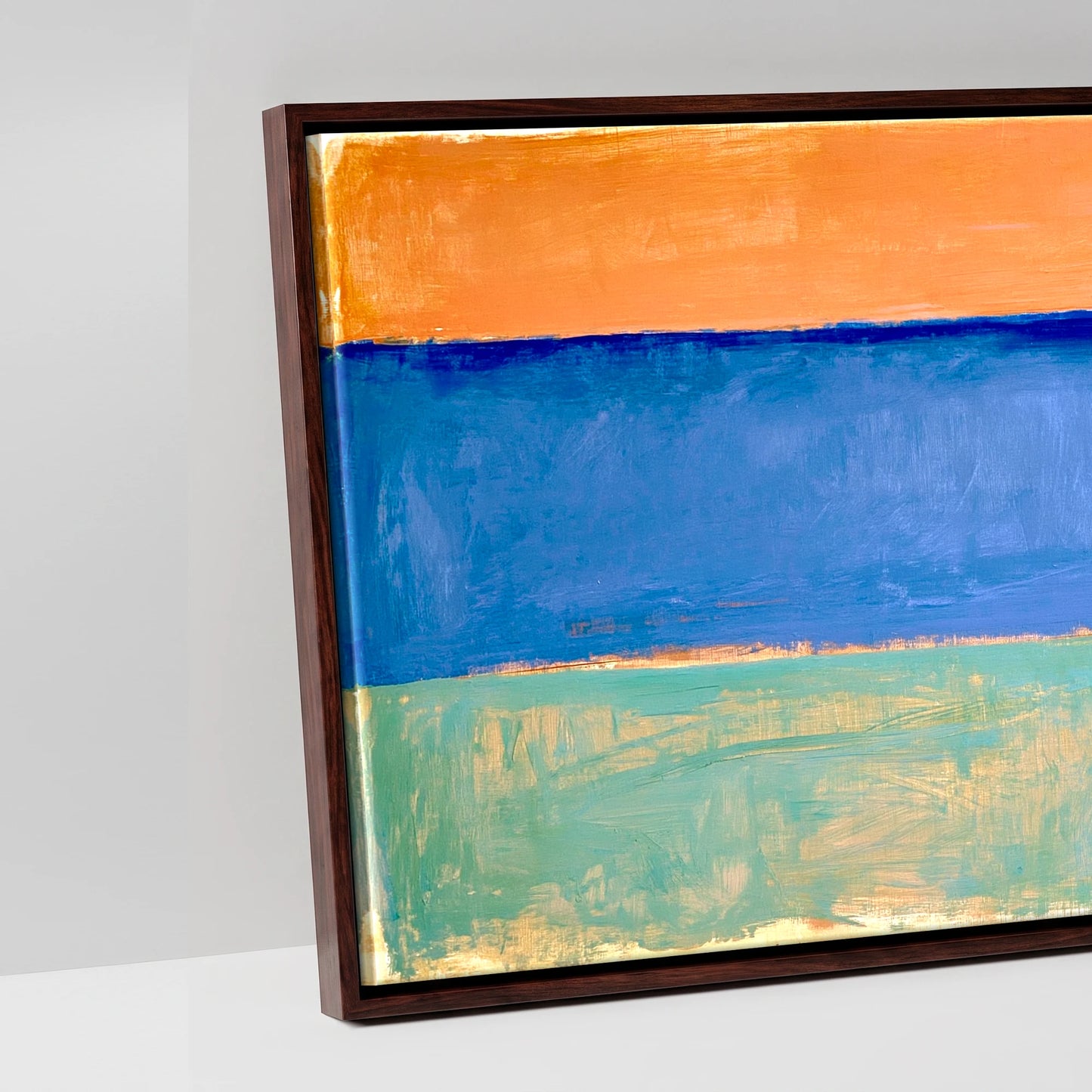 Coastal Pastures - artwork detail in a brown float frame