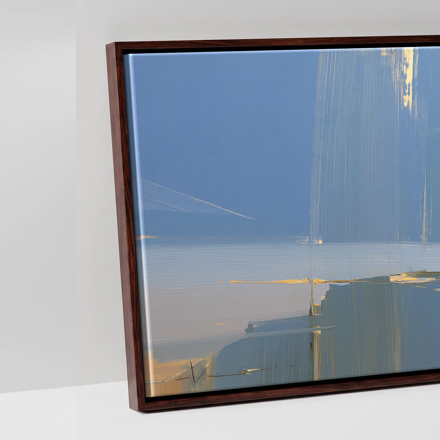 Cresting the Ridge - artwork detail in a brown float frame