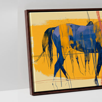 Cobalt Stride Sequence - artwork detail in a brown float frame