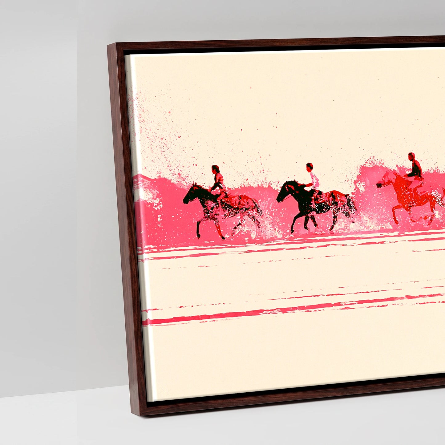 Magenta Surf Gallop - artwork detail in a brown float frame