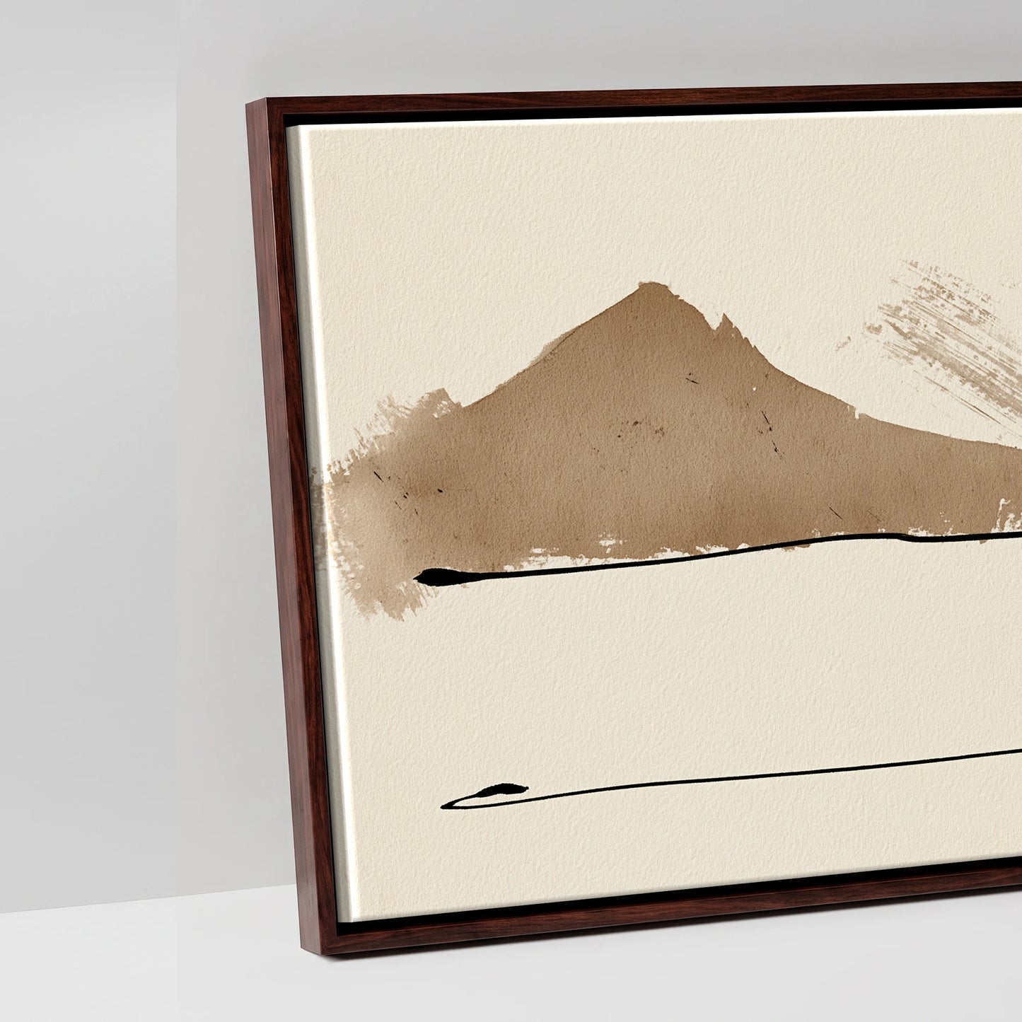 Silent Equine Horizon - artwork detail in a brown float frame