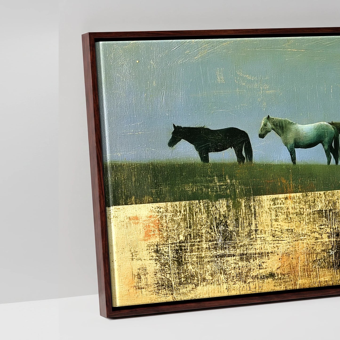The Gilded Ridge - artwork detail in a brown float frame