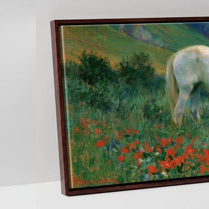 Summer Valley Grazing - artwork detail in a brown float frame