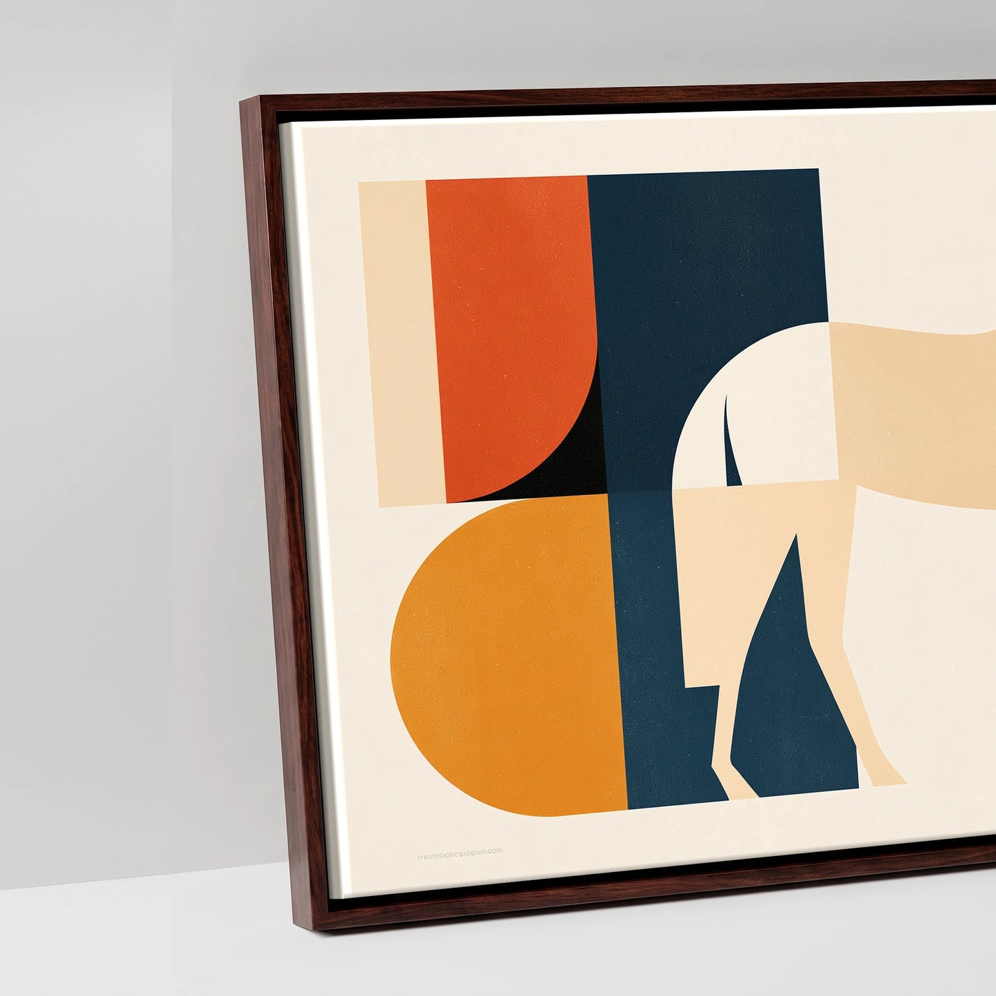 Abstract Equine Geometry - artwork detail in a brown float frame