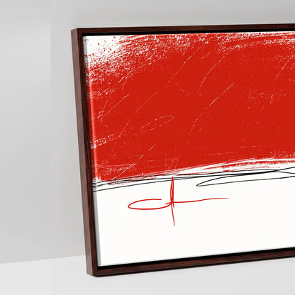 Crimson Horizon Herd - artwork detail in a brown float frame