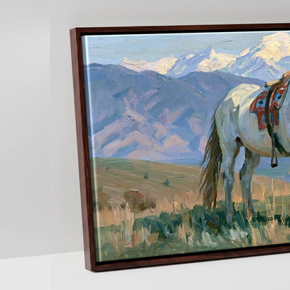 High Country Trail - artwork detail in a brown float frame