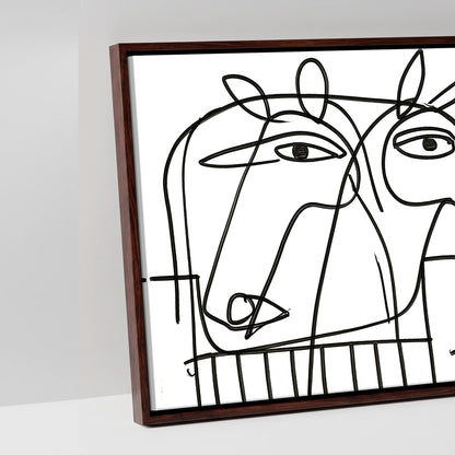 Linear Yard - artwork detail in a brown float frame
