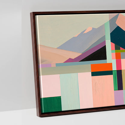 Faceted Equine Horizon - artwork detail in a brown float frame