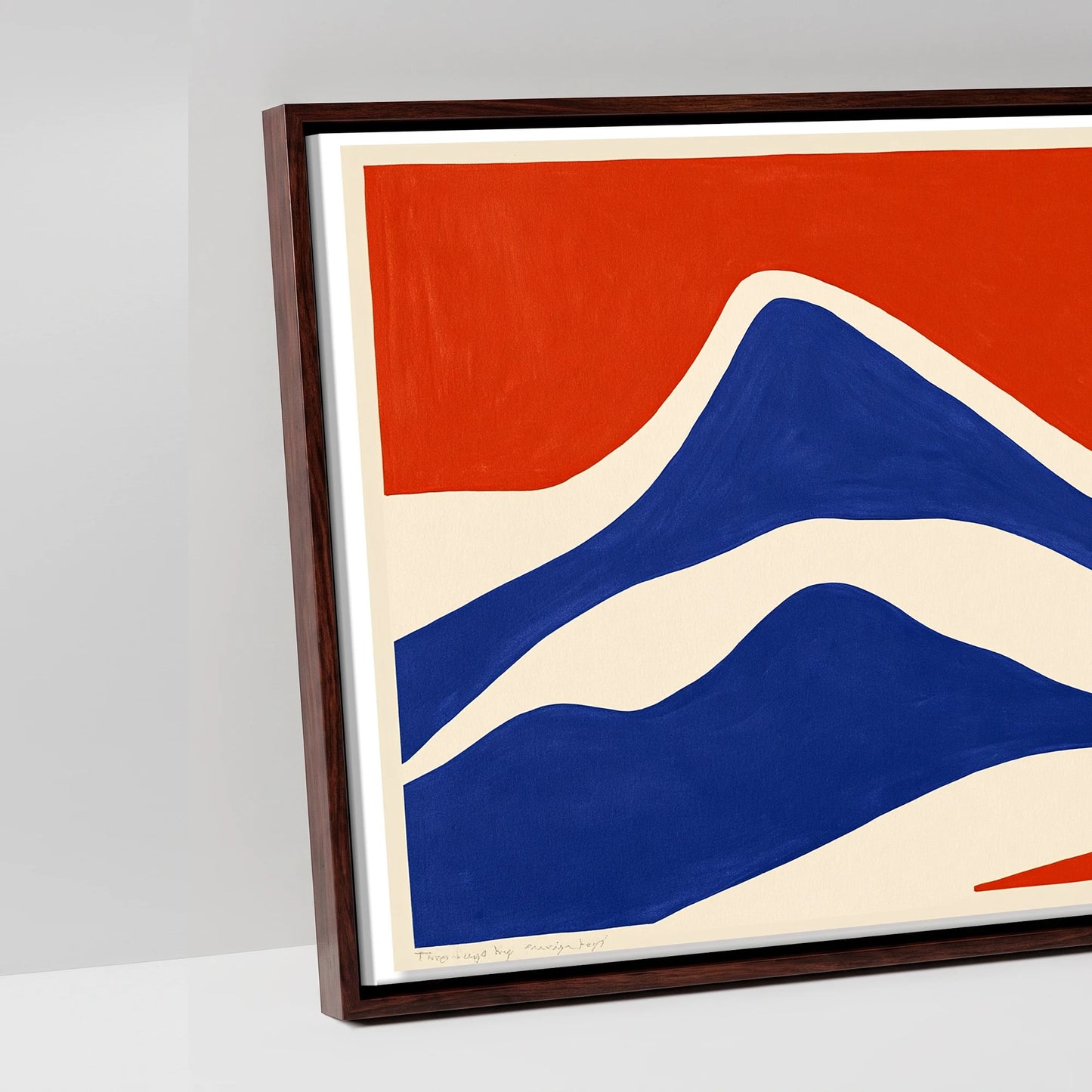 Cobalt Peaks Equine - artwork detail in a brown float frame