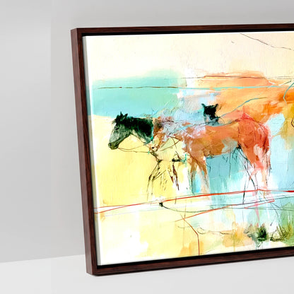 The Painted Trail - artwork detail in a brown float frame