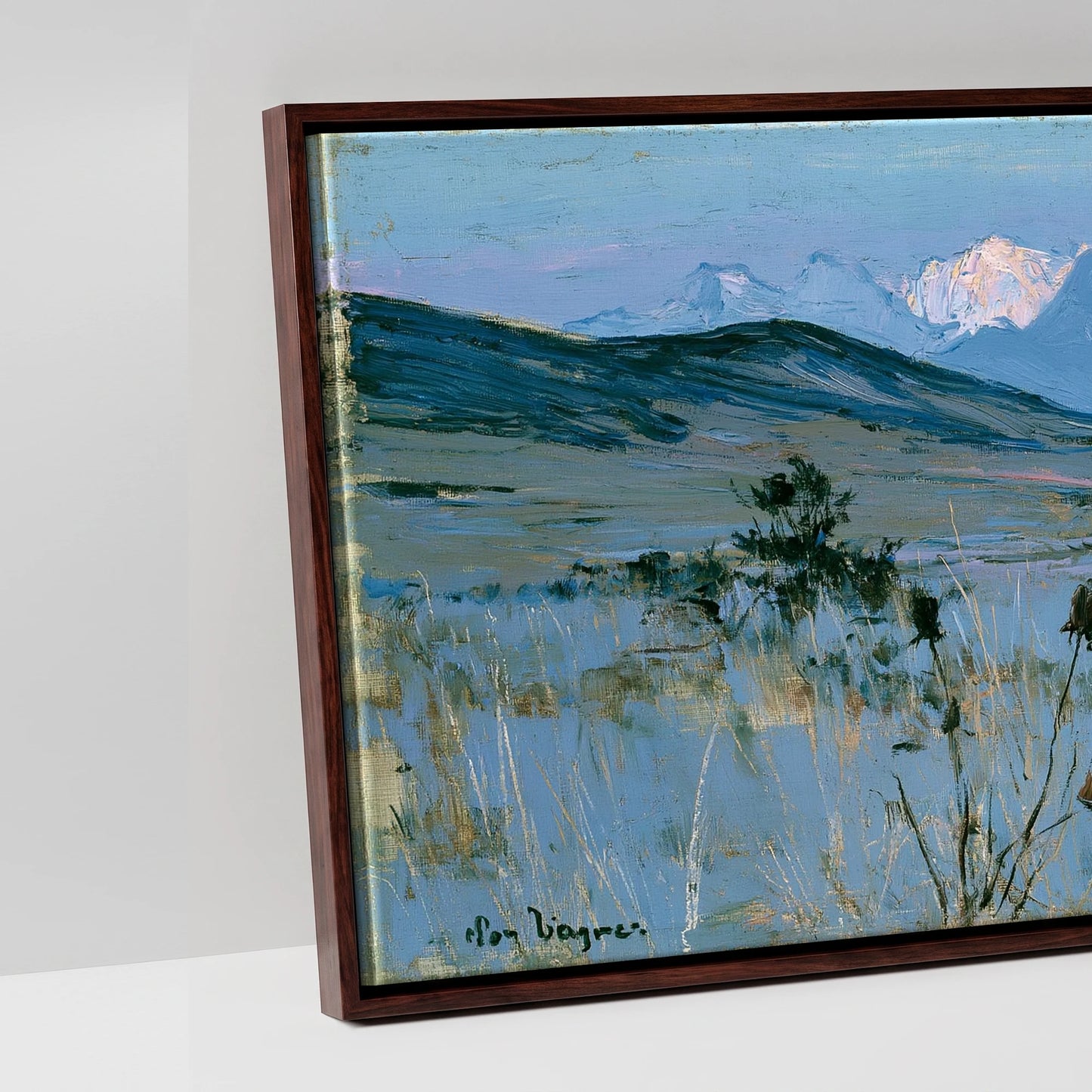 High Country Sentinel - artwork detail in a brown float frame