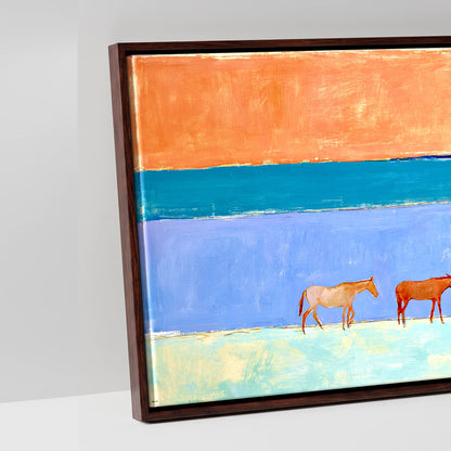 Horizon Wanderers - artwork detail in a brown float frame