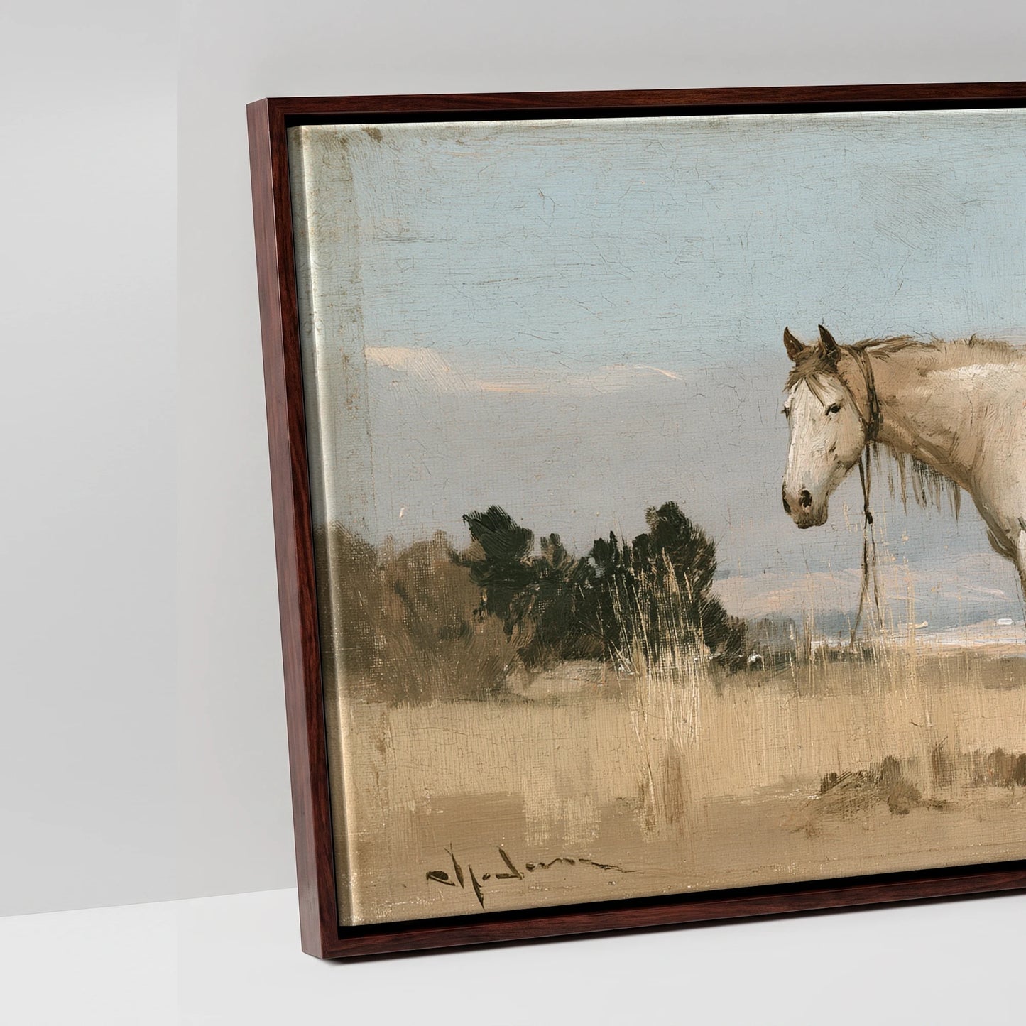 High Country Stillness - artwork detail in a brown float frame