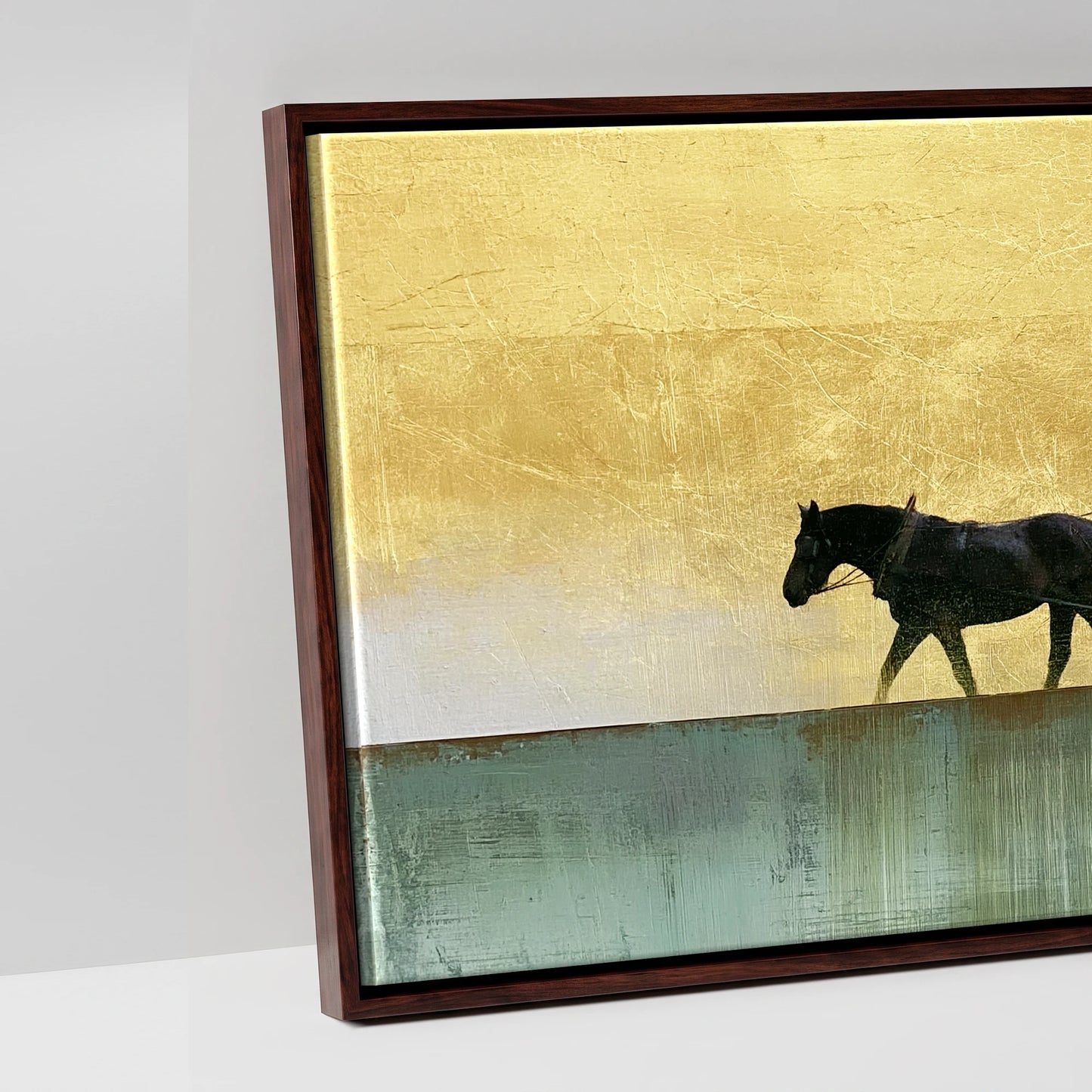 The Golden Drive - artwork detail in a brown float frame