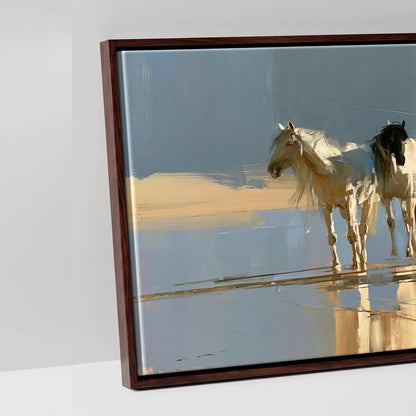 Coastal Reflections - artwork detail in a brown float frame