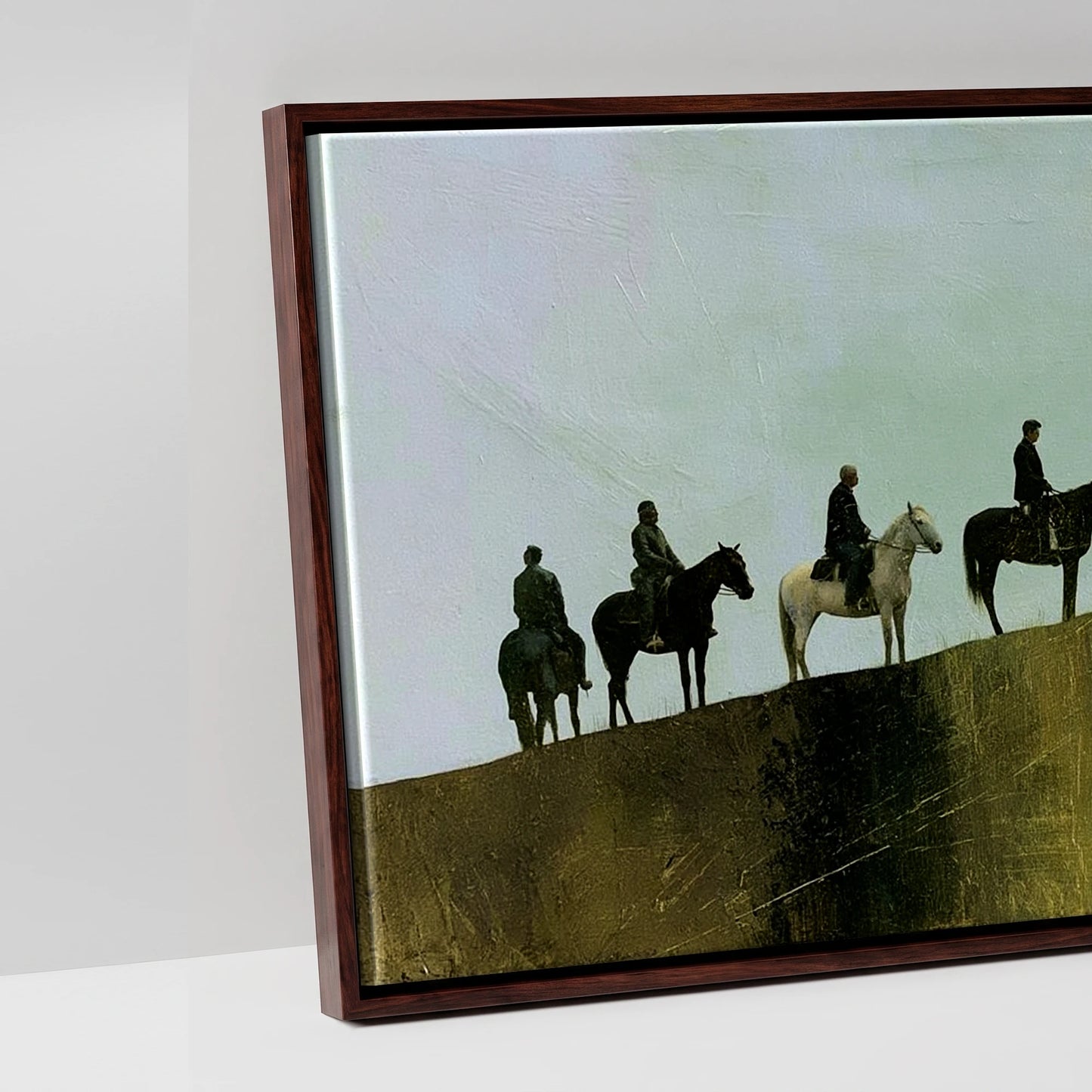 The Golden Ridge - artwork detail in a brown float frame