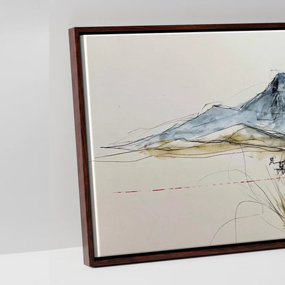 Wild Horizon Sketch - artwork detail in a brown float frame